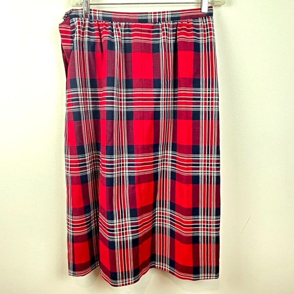 Pendleton Vintage Wool Red Plaid Pleated Skirt Size M Vintage 16